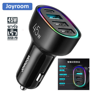 Joyroom อุปกรณ์ชาร์จไฟในรถยนต์ LED 4 IN 1,อะแดปเตอร์ชาร์จเร็ว3USB + PD พอร์ต USB คู่สำหรับชาร์จโทรศัพท์ iPhone Huawei Sa