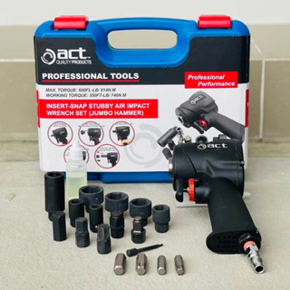 ACT ชุดบล็อกลมสลับหัวได้ รุ่น AWR9202K-13 (3/8″&amp;1/2″) รุ่นงานหนัก ไต้หวัน 2IN1 3หุน-4หุน  ขนาดแกนเพลา 3/8″ และ 1/2″