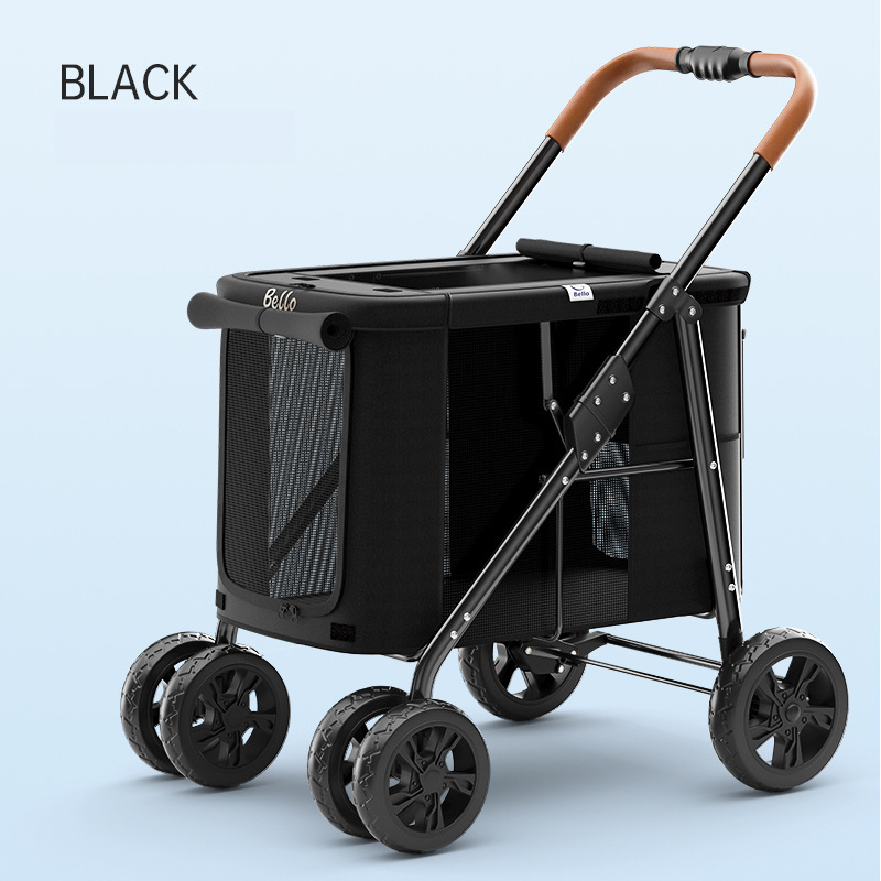 Bello LD07 รถเข็นสัตว์เลี้ยงรุ่นใหญ่ รับน้ำหนักได้ 30 Kg พับเก็บได้ แข็งแรง ล้อหมุนได้ 360 องศา รถเข็นสุนัข รถเข็นใหญ่