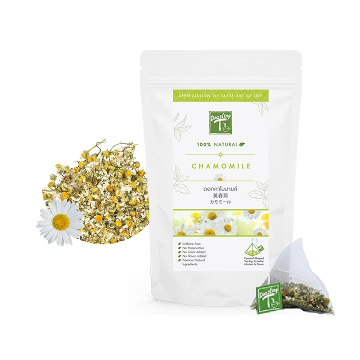 Dazzling T ชาดอกคาโมมายล์ Chamomile Tea  ชาออร์แกนิค สะอาด ปลอดสาร 100% มี อย.รับรอง ขนาด 12 x 1.5 g