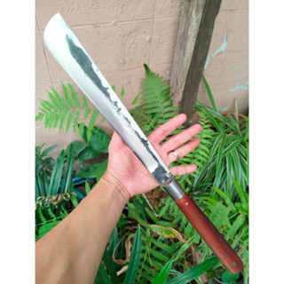 มีดลาบปลายว้าย มีดสปาต้า มีดมาเชเต้ (machete) มีดสนาม มีดเดินป่า มีดแคมป์ 12.7” SUP9 ผิวไฟ ด้ามพะยูง คอเลส หมุดทองเหลือง