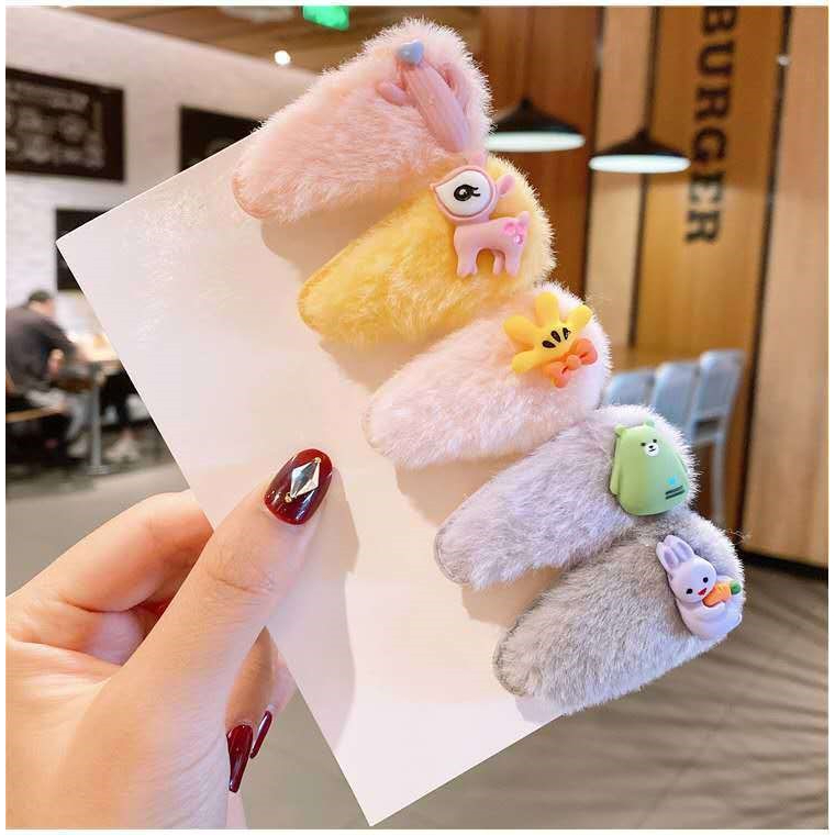 ✨พร้อมส่งจากไทย  กิ๊บติดผม กิ๊บติดผมน่ารักๆ กิ๊ํบติดผม ขนปุยๆ ลายการ์ตูน สุ่ม-Random จำนวน1ชิ้น B-32