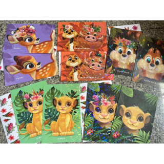 Disney Postcard Glitter วิ้งๆ Bambi Simba Chipdale Timon &amp; Pumbaa กวาง แบมบี้ สิงโต ซิมบ้า กระรอก ชิบเดล ทีโมน พูมบ้า