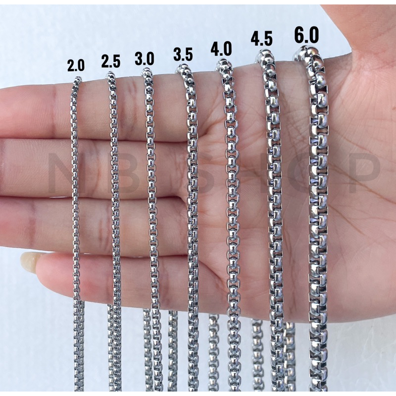 S-645 สร้อยคอสแตนเลสแท้ ลายผ่าหวายขนาดกว้าง4mm 24-26นิ้ว  26นิ้ว3องค์ 28นิ้ว5องค์ สร้อยพระ ไม่ลอกไม่ดำ