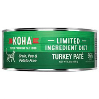 6-24 กระป๋อง อาหารเปียกสุดพรีเมี่ยม KOHA Limited Ingredient Diet Turkey Pâté for Cats สูตรควบคุมโภชนาการ 85g