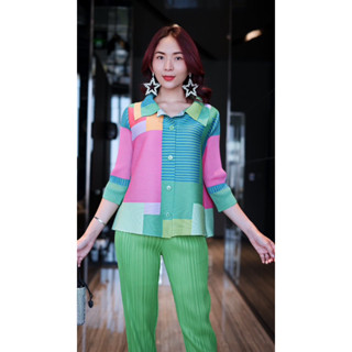 เสื้อพลีทคอปก🌀pleated top