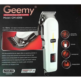 Geemy ปัตตาเลี่ยนคนไร้สาย GM-6008 ปัตตาเลี่ยนไร้สาย ใบมีดไททาเนี่ยม เดินเงียบ ปัตตาเลี่ยนเด็ก ปัตตาเลี่ยนไฟฟ้า