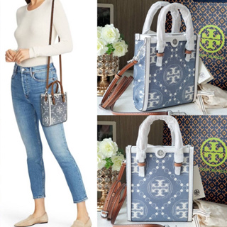 🎀 (สด-ผ่อน) กระเป๋า Shop 145511 Tory Burch T Monogram Casual Style Denim 2WAY