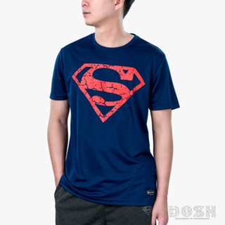 DOSH MENS T-SHIRTS SUPERMAN เสื้อยืดผ้าโพลีเอสเตอร์ คอกลม แขนสั้น FSMT5226-NV