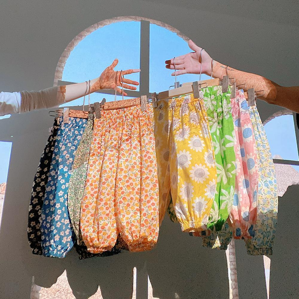 พร้อมส่ง กางเกงเด็กผู้หญิง กางเกงลายดอกแฟชั่น ผ้าบางเบา ใส่สบาย size 80-140