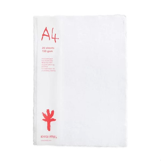 KHADI white 150gsm A4 pack 20 sheets (KA4W) / กระดาษ Artists หนา 150 แกรม ขนาด A4 20 แผ่น แบรนด์ KHADI ประเทศอังกฤษ