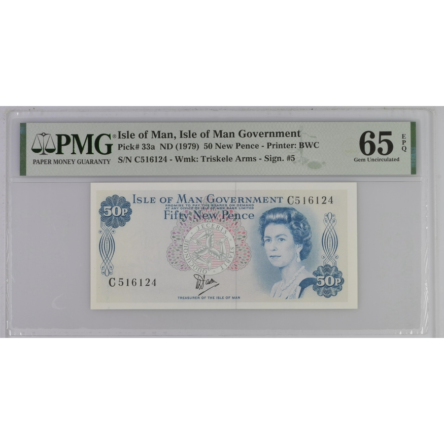 Isle of Man 50 New Pence 1979 P 33a Gem UNC PMG 65 EPQ