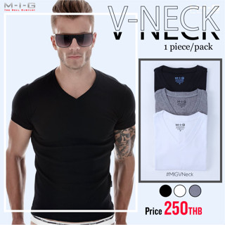 M-I-G V Neck เสื้อยืดคอวี เเขนสั้น ใส่สบาย