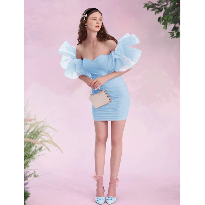 🧚🏻‍♀️MOD ชุดรัดรูป บอดี้คอน👗 เปิดไหล่ ลูกไม้ ดีไซน์ระบาย ตัดแต่ง จับจีบ 💃🏻 - รูปที่ 4