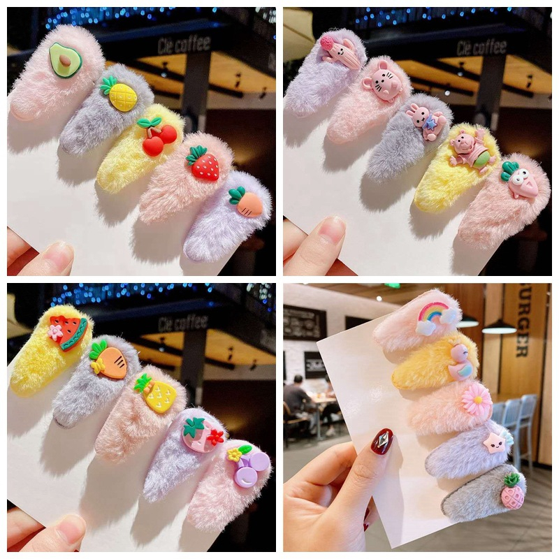 ✨พร้อมส่งจากไทย  กิ๊บติดผม กิ๊บติดผมน่ารักๆ กิ๊ํบติดผม ขนปุยๆ ลายการ์ตูน สุ่ม-Random จำนวน1ชิ้น B-32