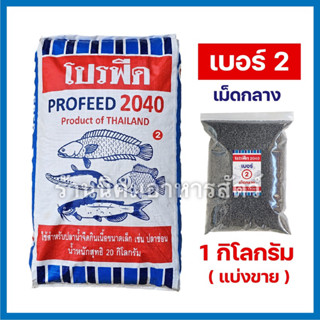 โปรฟีด 2040 เบอร์2 อาหารปลากินเนื้อ (1 กิโลกรัม) เม็ดกลาง โปรตีน 40%