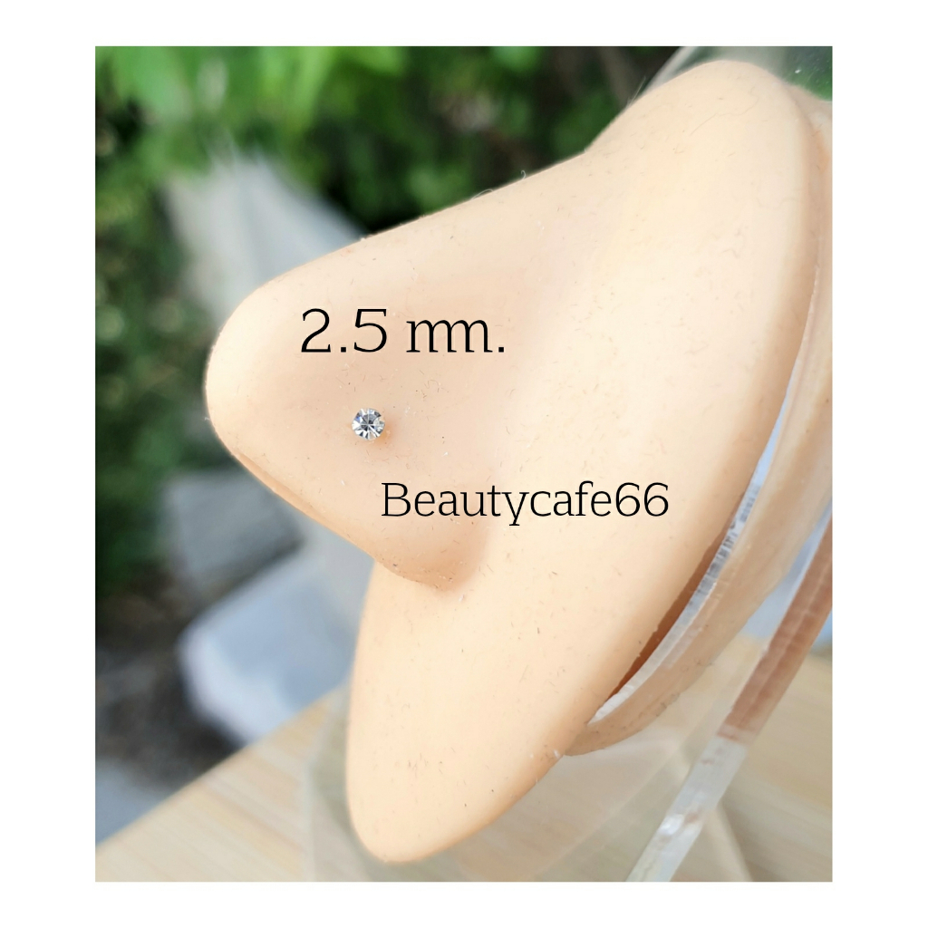 NS18 (1pc.) จิวจมูกCZ เงินแท้ 92.5% จิวเพชร แพ้ง่ายใส่ได้ จิวจมูก Nose Stud Silver stering 925