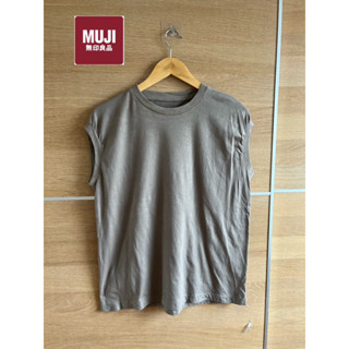 MUJI x cotton แขนล้ำ x size L สีอมเทา ไม่ตำหนิ อก 38ยาว 25 • Code : BM12(1)