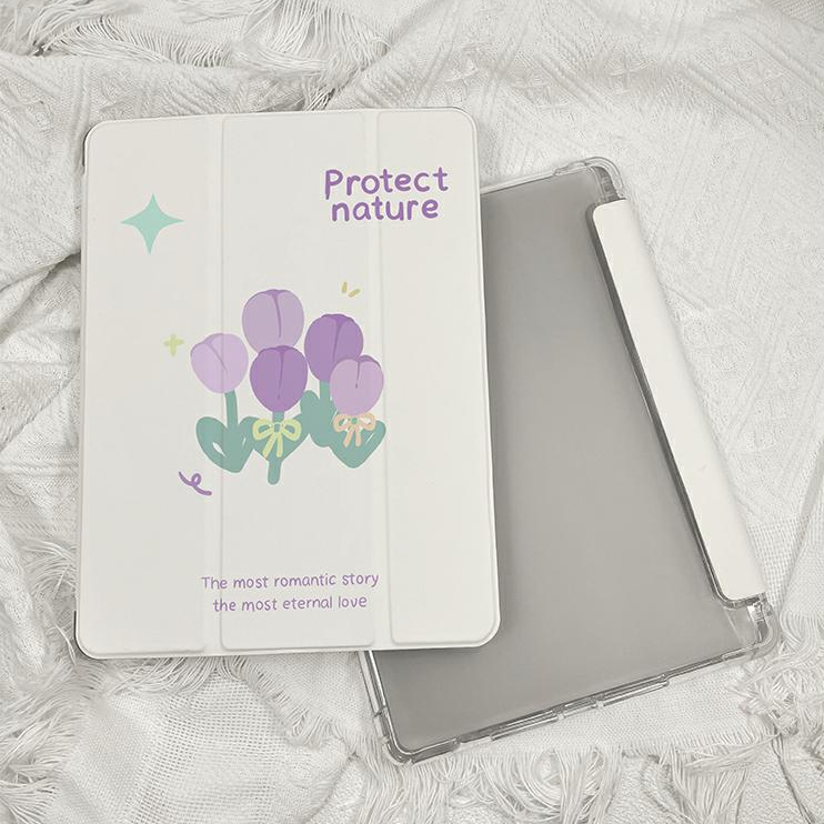 ✨พร้อมส่ง✨เคสไอแพด pro11 2024 Air7/6 Gen9 Air8 11 Air5 เคสiPad ดอกทิวลิปสีม่วง Gen8 Air4 Case iPad ราคา ถูกที่สุด ดีลบีเคเค แกลเลอรีภาพที่ 3