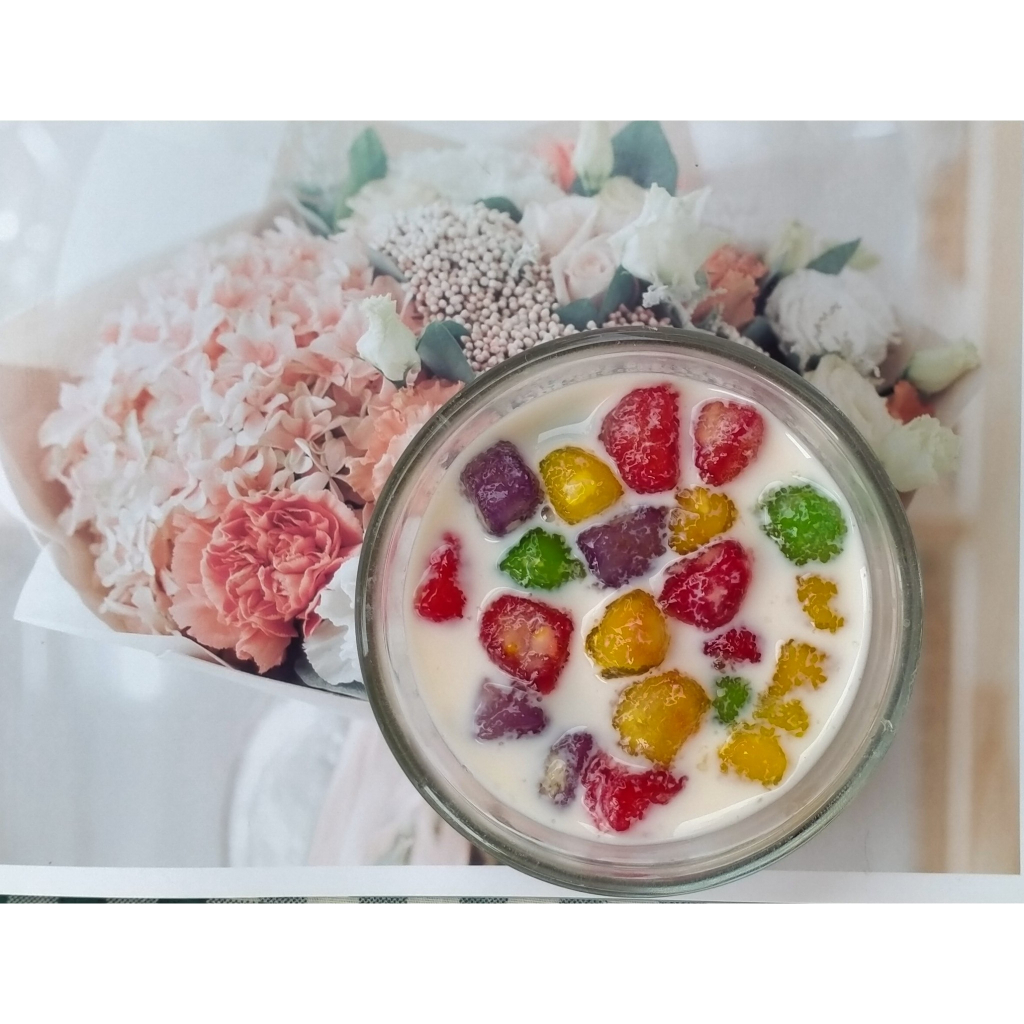 แป้งทับทิมกรอบ ไส้แห้วหลากสีคำโตๆ Home made100%ต้นตำรับสูตรคุณยายBy jasmine