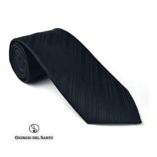 Giorgio Del Sarto Necktie Black 8.5 cm with Fabric Texture เนคไทสีดำมีเท็กเจอร์