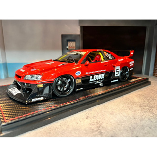 Ignition Model IG2701 1:18 LB-ER34 Super Silhouette SKYLINE Red/Black #5 With Engine