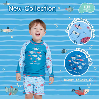 KEED : ✨NEW ✨ชุดว่ายน้ำเด็ก เสื้อแขนยาว-กางเกงขาสั้น &gt;&gt; AQUATIC &lt;&lt;