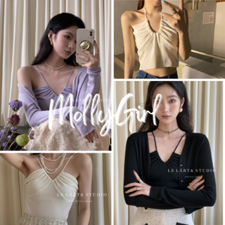 Mollygirl เสื้อคล้องคอ คอลใหม่ พร้อมส่ง สีมินิมอล 9a107#