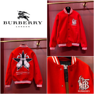 เสื้อแจ็คเก็ตแขนยาว BURBERRY RABBIT APPLIQUE TECHNICAL WOOL BOMBER JACKET