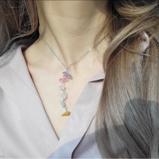 Pastel cracked stone necklace สร้อยคอ จี้หิน หลากสี น่ารัก