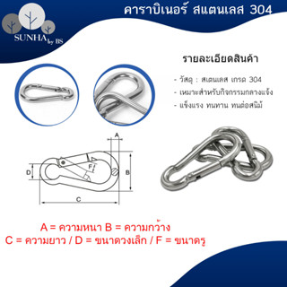 คาราบิเนอร์ Carabiners สแนปลิงค์ สแตนเลส 304