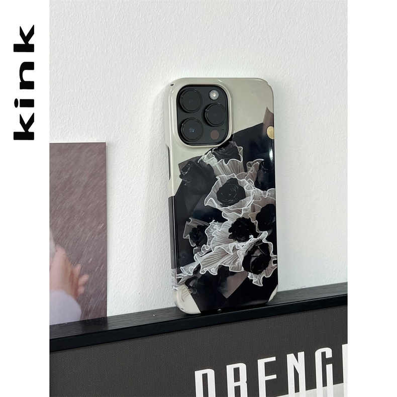 🔥ส่งจากไท🔥เคสไอโฟน 14 11 13 ins สาวแฟชั่น กุหลาบดำ black Rose เป็นที่นิยม เคส for iphone 12 11 pro m