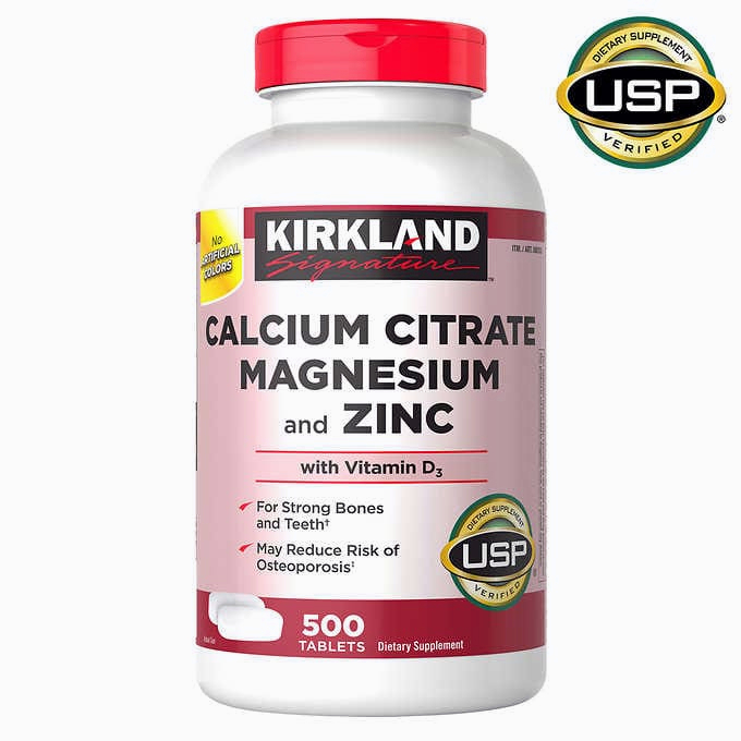 (Exp.06/2026)Kirkland Signature Calcium Citrate Magnesium and Zinc With Vitamin D3 500 เม็ด