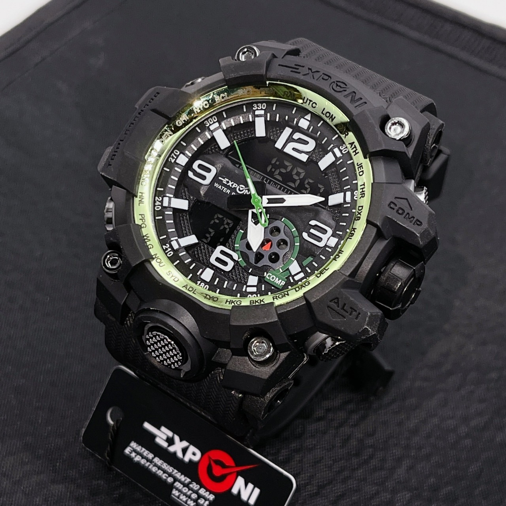 นาฬิกาข้อมือ สปอร์ตผู้ชาย Exponi กันน้ำ สปอร์ต มีไฟ LED นาฬิกาดิจิตอล Quartz พร้อมแถมกล่องฟรี