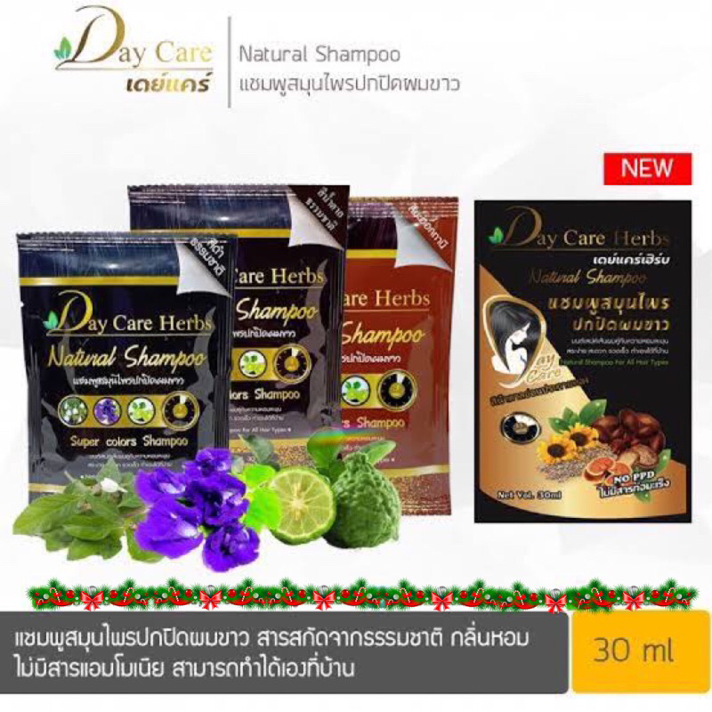 🌿เดย์แคร์เฮิร์บ แชมพูปิดผมขาว สูตรสมุนไพร 30มล. Day Care Herb Natural Shampoo มี 4สีให้เลือก