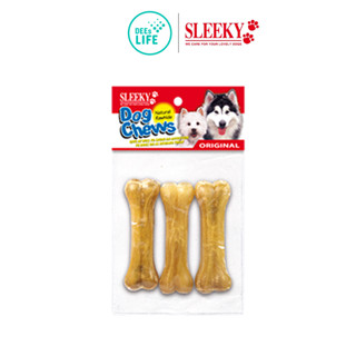 SLEEKY หนังวัวขัดฟันหมาอัดรูปทรงกระดูก ขนาด 4 นิ้ว แพ็ค3ชิ้น