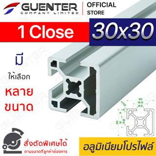 อลูมิเนียมโปรไฟล์ 30×30 1 Close มีหลายขนาด (สั่งตัดได้) ยาวสุด 1 เมตร สินค้ามาตรฐาน คุณภาพดี ราคาถูกสุด [ALPC-33-1C]