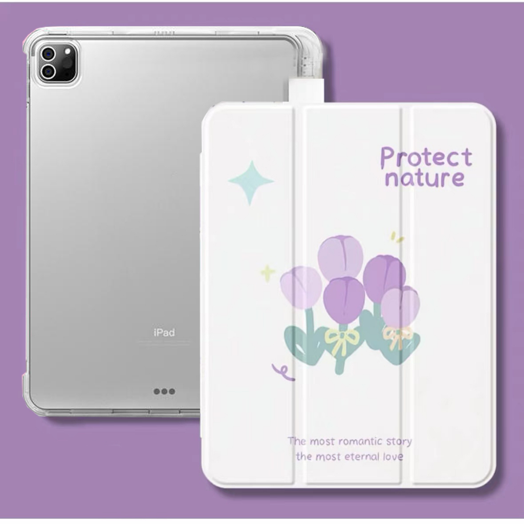 ✨พร้อมส่ง✨เคสไอแพด pro11 2024 Air7/6 Gen9 Air8 11 Air5 เคสiPad ดอกทิวลิปสีม่วง Gen8 Air4 Case iPad ราคา ถูกที่สุด ดีลบีเคเค แกลเลอรีภาพที่ 9