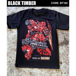 BT 182 Gundam MSN 04 SAZABI เสื้อยืด สีดำ BT Black Timber T-Shirt ผ้าคอตตอน สกรีนลายแน่น S M L XL XXL