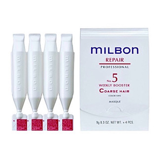 MILBON Repair no.5 Weekly Booster 9 g*4pcs มิลบอน รีแพร์ นัมเบอร์ไฟว์ คอร์สแฮร์ , ไฟน์แฮร์ ทรีเม้นท์เข้มข้น เร่งด่วน