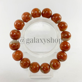 สร้อยข้อมือลูกประคำหยกแท้ สีแดงขาว ลายธรรมชาติ หยกพม่า เกรด A ขนาด 13 mm เม็ดกลมสวย 16 เม็ด หยกแท้ 100%