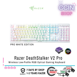 คีย์บอร์ด Razer DeathStalker V2 Pro - Clicky Optical Switch White Wireless Low-Profile RGB Optical Gaming Keyboard