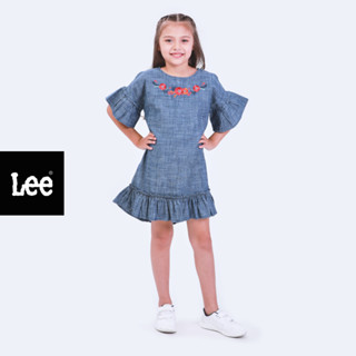 LEE KIDS แท้ 100%  งานใหม่ ป้านห้อยครบ ชุดเดรสเด็กผู้หญิง SEASONAL FIT รุ่น LK K1020502 สีฟ้า