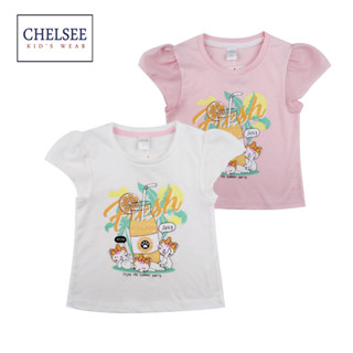 Chelsee เสื้อยืดคอกลม เด็กผู้หญิง รุ่น 237833 ลาย Jucy ผ้า 100%Cotton อายุ 2-10ปี เสื้อผ้าแฟชั่นเด็กโต