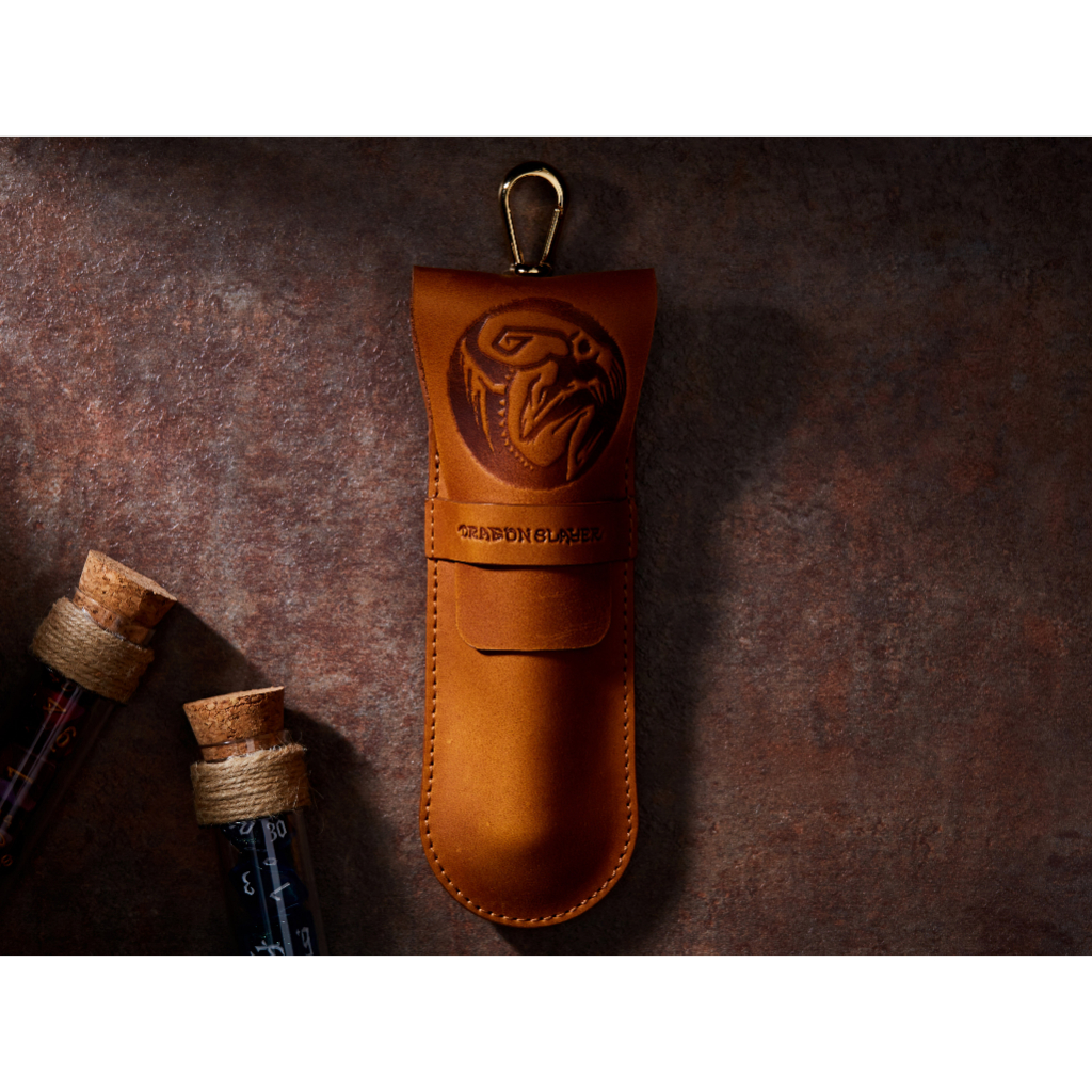 Cthulhu RPG Single Potion Bag | Small Dice Bag | Tan Leather Bag With Dice Potion Flask Set | Dice |