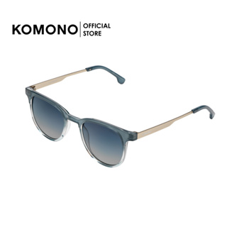 KOMONO Francis Metal Underwater silver แว่นกันแดดโลหะเงิน ทรงสี่เหลี่ยมผืนผ้า สีฟ้า