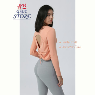 【ช้าง STORE】Women Back Hollow Out Drawstring Long Sleeve Shirts ของแท้ เสื้อยืดแขนยาวผู้หญิงร