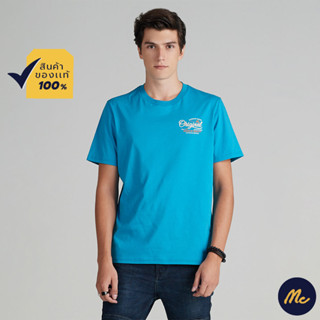 Mc JEANS เสื้อยืด ผู้ชาย เสื้อยืด แม็ค แท้ เสื้อแขนสั้น เสื้อยืด MC BIKER สีฟ้า ผ้านุ่ม ระบายอากาศได้ดี MTTZ350