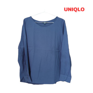 Uniqlo(L) เสื้อแขนยาว คอกลม สีกรม