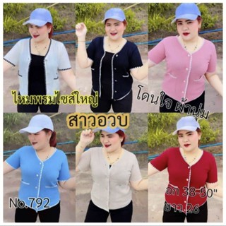 792.Lเสื้อไหมพรมแขนสั้นไซส์ใหญ่ ได้ถึงอก 50